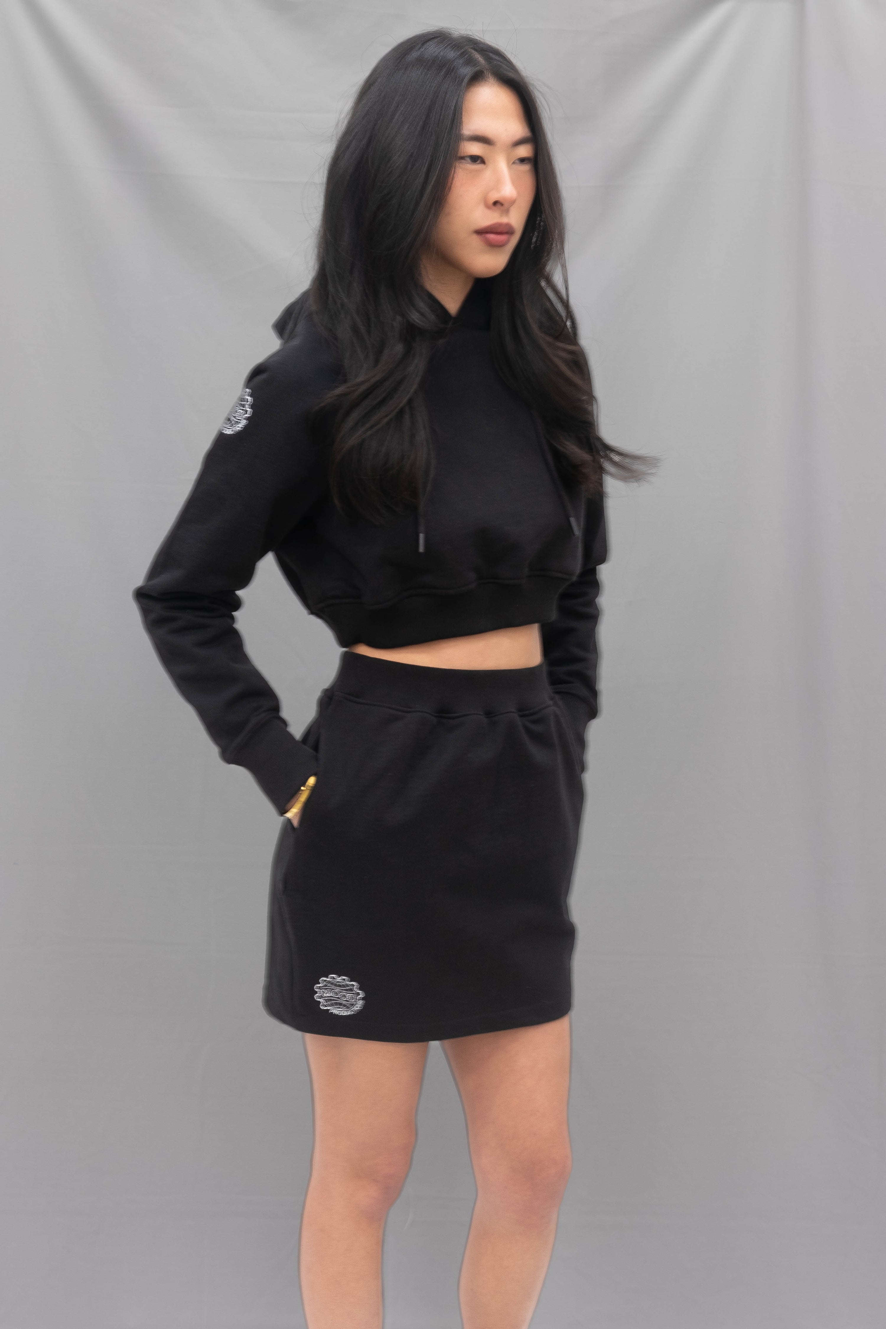 HOODIE SKIRT AND CROP TOP - SET